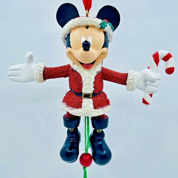 Disney Holiday Authentic Disney Parks Mickey Mouse Pull String Ornament Glitter Christmas